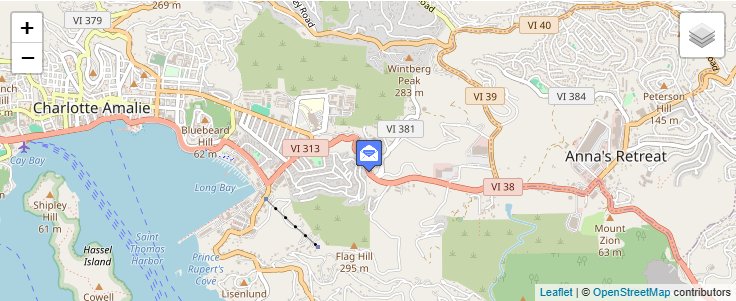 Map of ZIP Code 00801 in St Thomas, VI — click to open interactive map