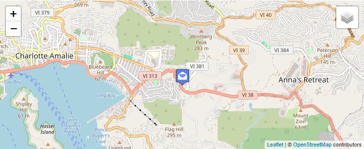 Map of ZIP Code 00805 in St Thomas, VI — click to open interactive map