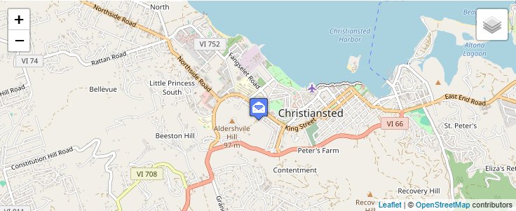 Map of ZIP Code 00821 in Christiansted, VI — click to open interactive map