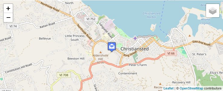 Map of ZIP Code 00822 in Christiansted, VI — click to open interactive map