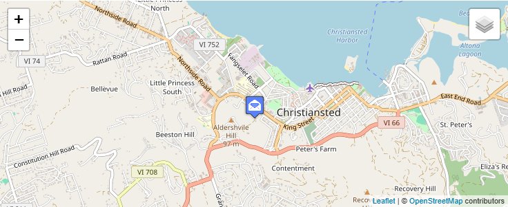 Map of ZIP Code 00824 in Christiansted, VI — click to open interactive map