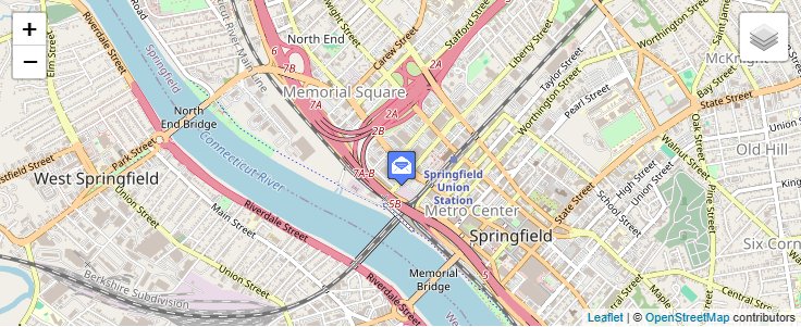 Map of ZIP Code 01102 in Springfield, MA — click to open interactive map