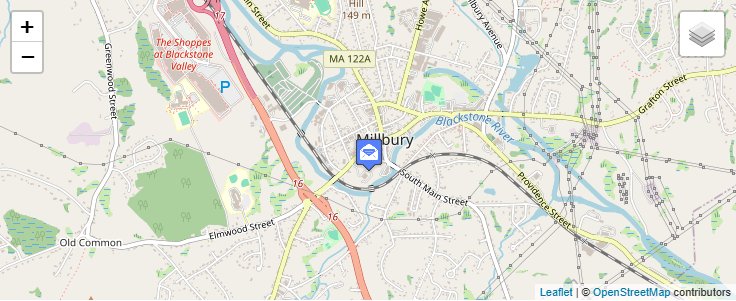 Map of ZIP Code 01586 in West Millbury, MA — click to open interactive map