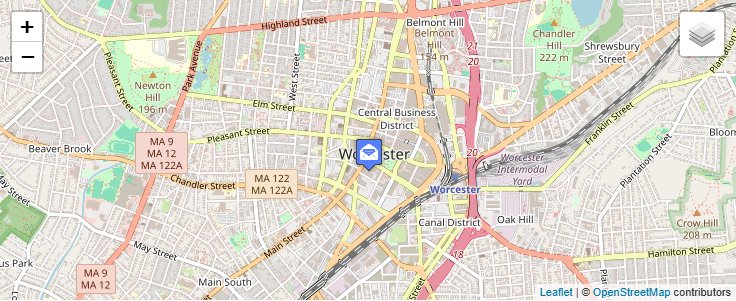Map of ZIP Code 01601 in Worcester, MA — click to open interactive map