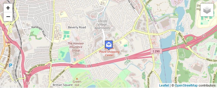 Map of ZIP Code 01615 in Worcester, MA — click to open interactive map