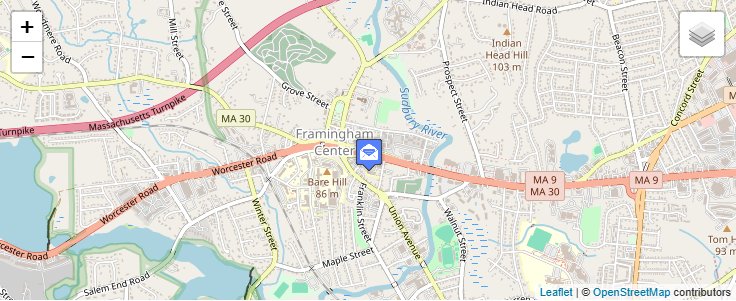 Map of ZIP Code 01703 in Framingham, MA — click to open interactive map