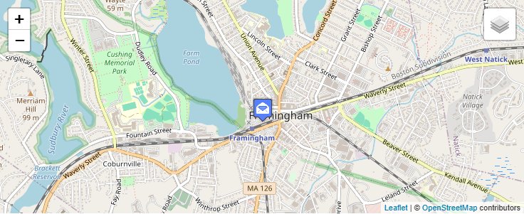 Map of ZIP Code 01704 in Framingham, MA — click to open interactive map