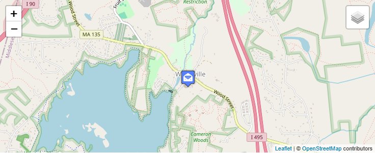 Map of ZIP Code 01784 in Woodville, MA — click to open interactive map