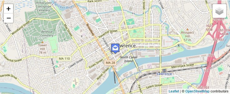 Map of ZIP Code 01842 in Lawrence, MA — click to open interactive map