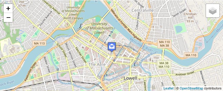 Map of ZIP Code 01853 in Lowell, MA — click to open interactive map