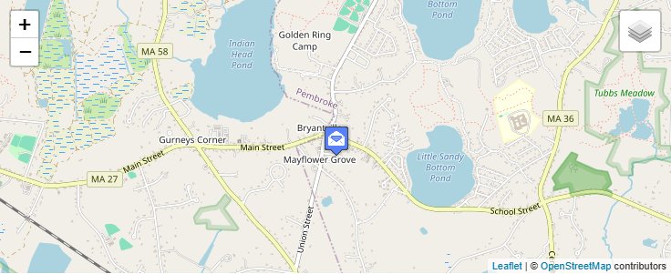 Map of ZIP Code 02327 in Bryantville, MA — click to open interactive map