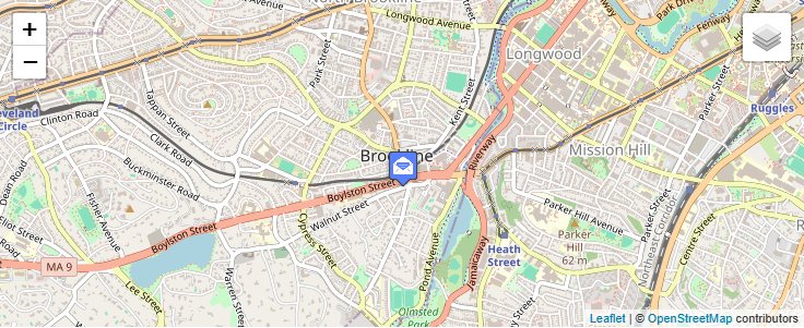 Map of ZIP Code 02447 in Brookline Village, MA — click to open interactive map