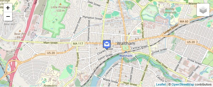 Map of ZIP Code 02454 in Waltham, MA — click to open interactive map