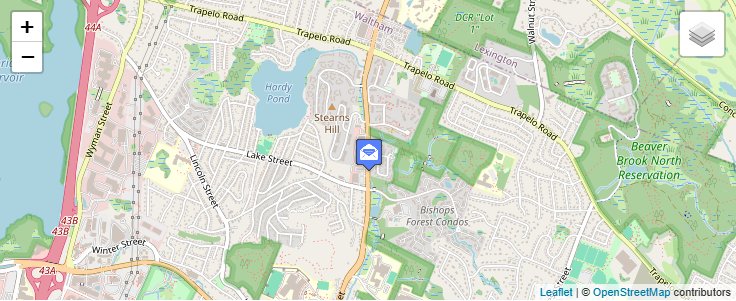 Map of ZIP Code 02455 in North Waltham, MA — click to open interactive map
