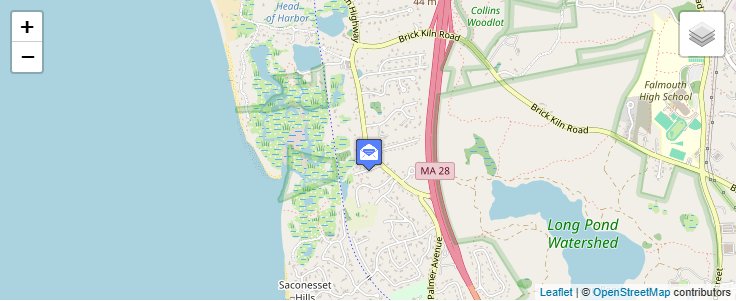 Map of ZIP Code 02574 in West Falmouth, MA — click to open interactive map