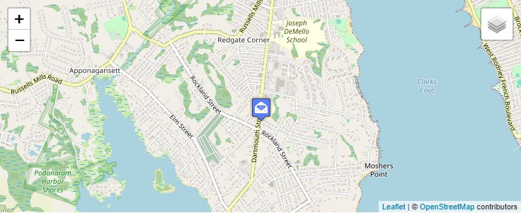 Map of ZIP Code 02714 in Dartmouth, MA — click to open interactive map