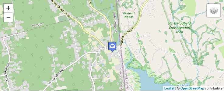 Map of ZIP Code 02801 in Adamsville, RI — click to open interactive map