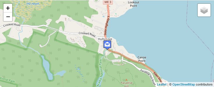 Map of ZIP Code 04644 in Hulls Cove, ME — click to open interactive map