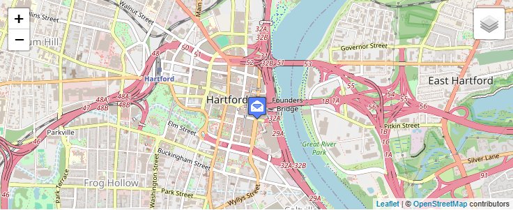 Map of ZIP Code 06102 in Hartford, CT — click to open interactive map