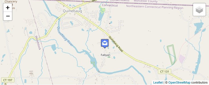 Map of ZIP Code 06245 in Fabyan, CT — click to open interactive map