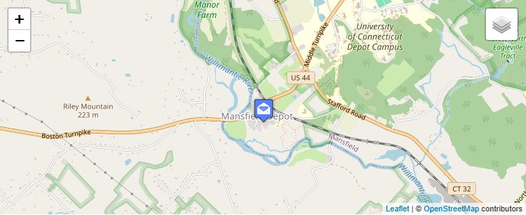 Map of ZIP Code 06251 in Mansfield Depot, CT — click to open interactive map
