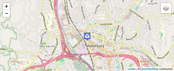 Map of ZIP Code 06725 in Waterbury, CT — click to open interactive map