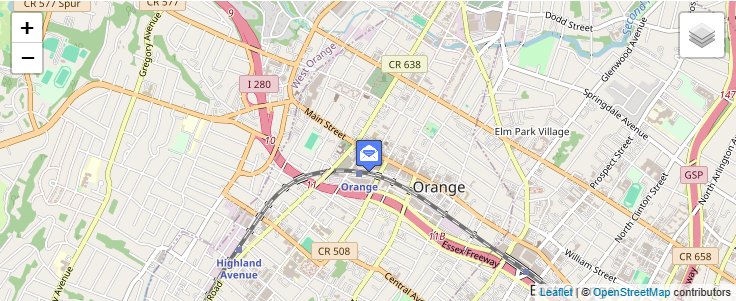 Map of ZIP Code 07051 in Orange, NJ — click to open interactive map