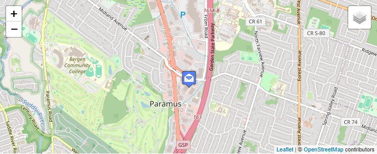 Map of ZIP Code 07653 in Paramus, NJ — click to open interactive map