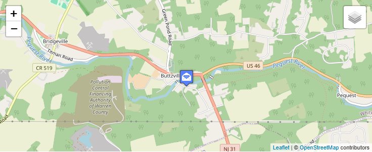 Map of ZIP Code 07829 in Buttzville, NJ — click to open interactive map