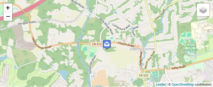 Map of ZIP Code 07938 in Liberty Corner, NJ — click to open interactive map