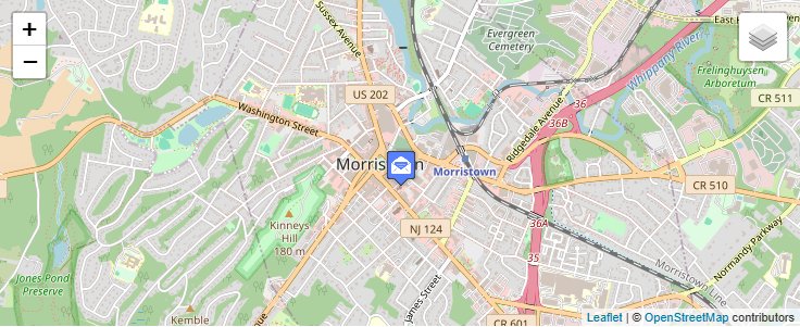 Map of ZIP Code 07963 in Morristown, NJ — click to open interactive map