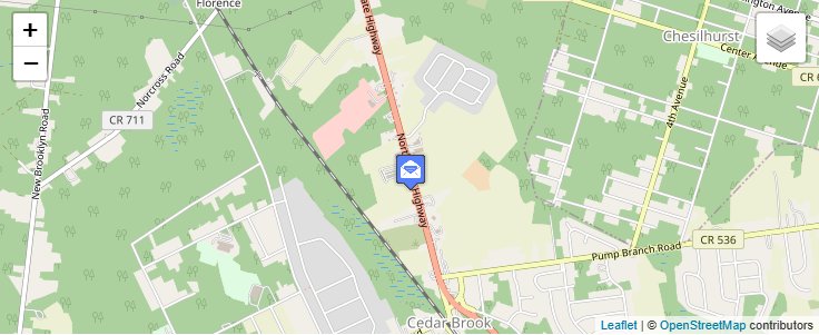 Map of ZIP Code 08018 in Cedar Brook, NJ — click to open interactive map