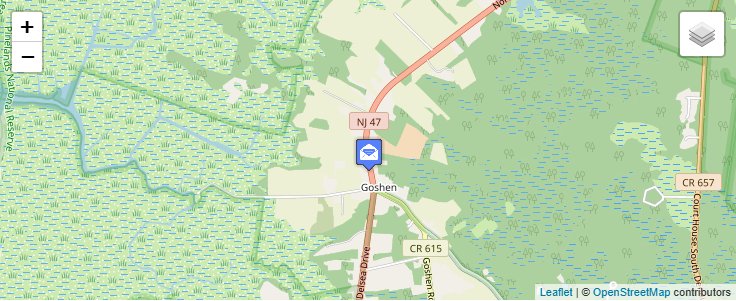 Map of ZIP Code 08218 in Goshen, NJ — click to open interactive map