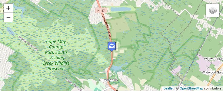 Map of ZIP Code 08219 in Green Creek, NJ — click to open interactive map