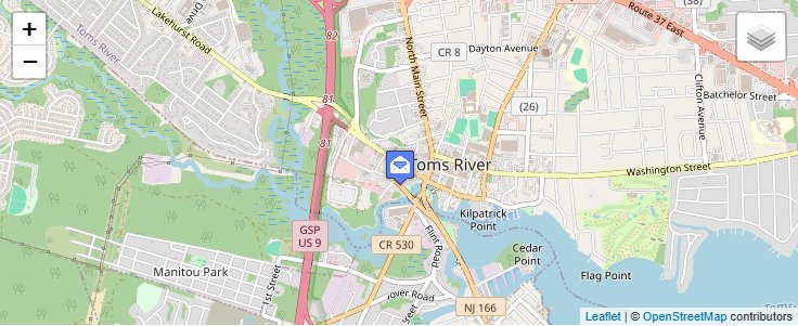 Map of ZIP Code 08754 in Toms River, NJ — click to open interactive map