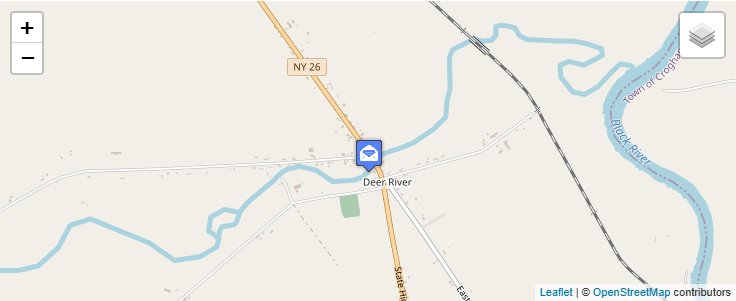 Map of ZIP Code 13627 in Deer River, NY — click to open interactive map