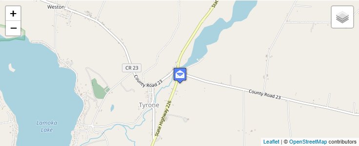 Map of ZIP Code 14887 in Tyrone, NY — click to open interactive map