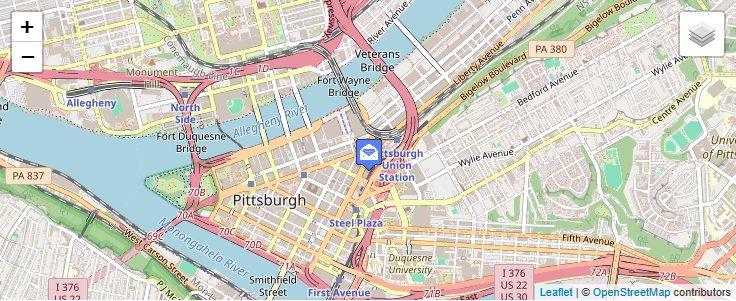 Map of ZIP Code 15230 in Pittsburgh, PA — click to open interactive map