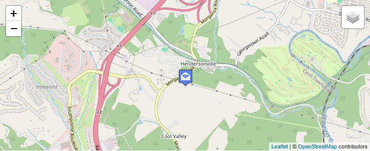 Map of ZIP Code 15339 in Hendersonville, PA — click to open interactive map