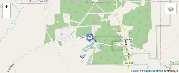 Map of ZIP Code 16016 in Boyers, PA — click to open interactive map