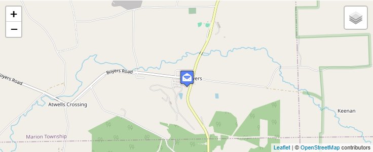 Map of ZIP Code 16018 in Boyers, PA — click to open interactive map