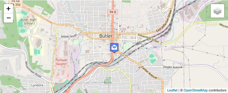 Map of ZIP Code 16039 in Herman, PA — click to open interactive map