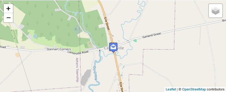 Map of ZIP Code 16432 in Riceville, PA — click to open interactive map