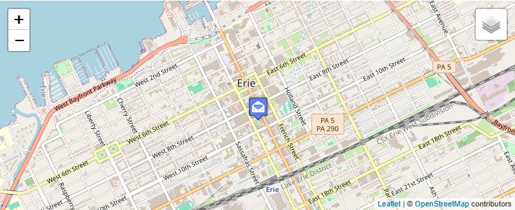 Map of ZIP Code 16538 in Erie, PA — click to open interactive map