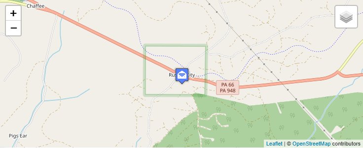 Map of ZIP Code 16728 in De Young, PA — click to open interactive map