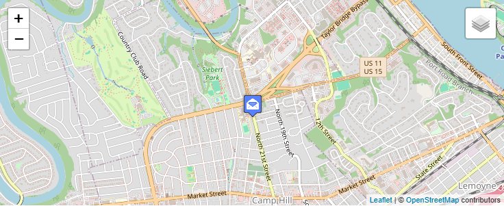 Map of ZIP Code 17001 in Camp Hill, PA — click to open interactive map