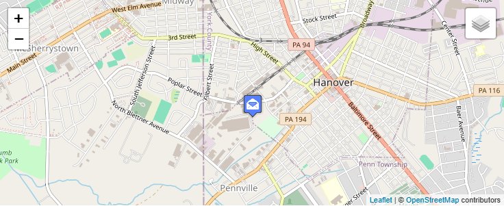 Map of ZIP Code 17335 in Hanover, PA — click to open interactive map