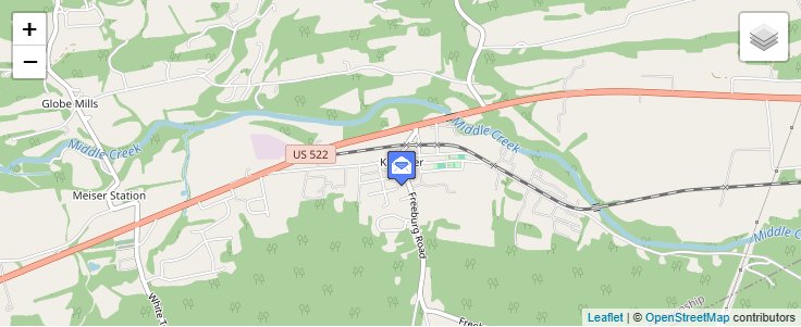 Map of ZIP Code 17833 in Kreamer, PA — click to open interactive map