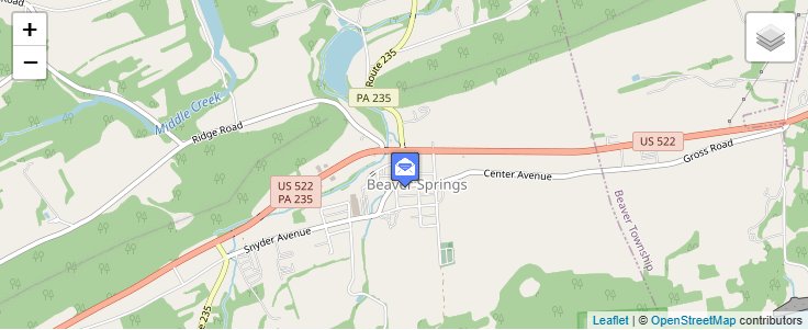 Map of ZIP Code 17843 in Beaver Springs, PA — click to open interactive map