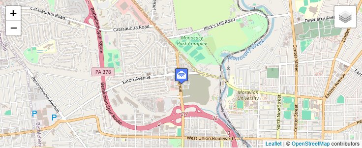 Map of ZIP Code 18025 in Bethlehem, PA — click to open interactive map